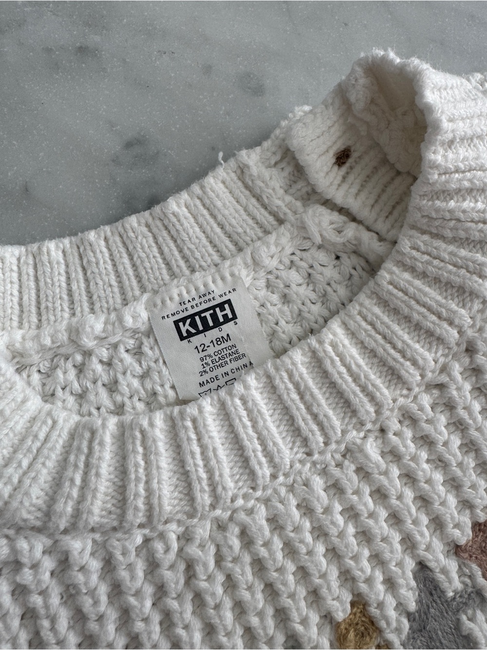 Kith Kids White Raglan Crewneck Logo Knit Sweater - Picture 3 of 6